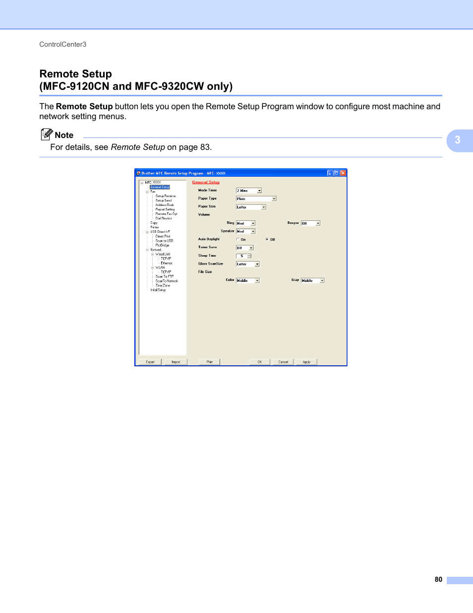 Remote setup (mfc-9120cn and mfc-9320cw only) | Brother MFC-9120CN User Manual | Page 88 / 215