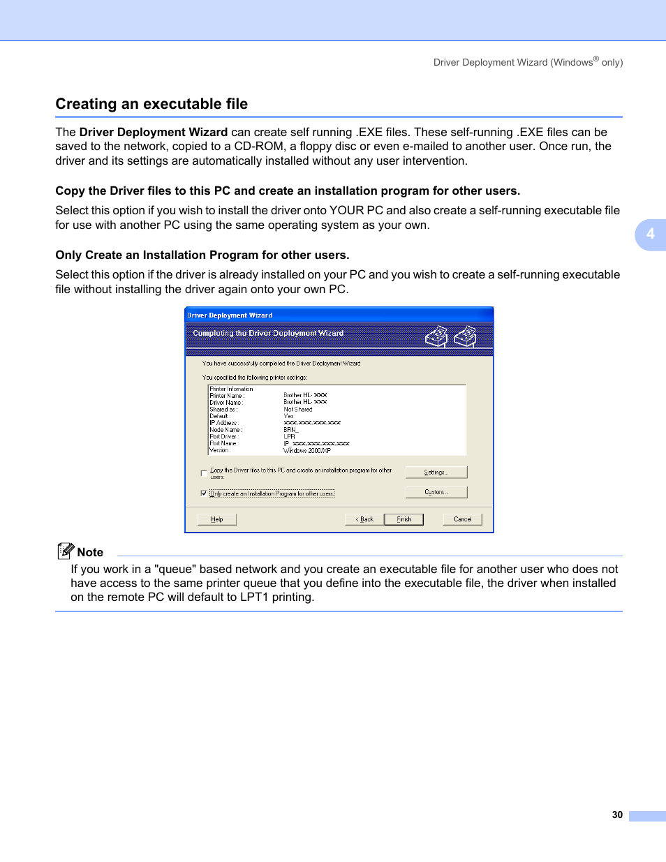 Creating an executable file, 4creating an executable file | Brother MFC-440CN User Manual | Page 36 / 67