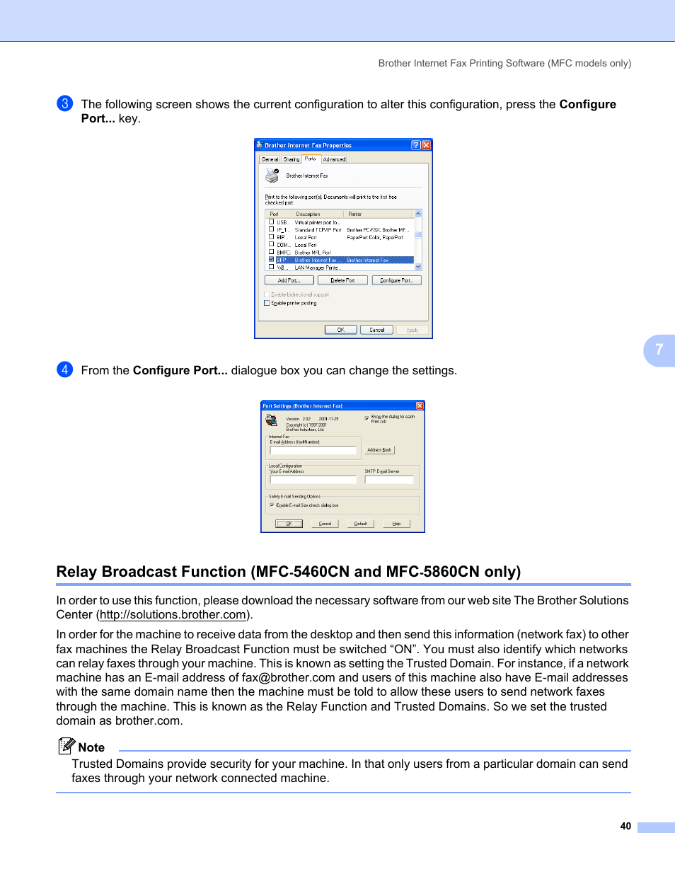 Relay broadcast function (mfc, 5460cn and mfc, 5860cn only) | Brother MFC-440CN User Manual | Page 46 / 67