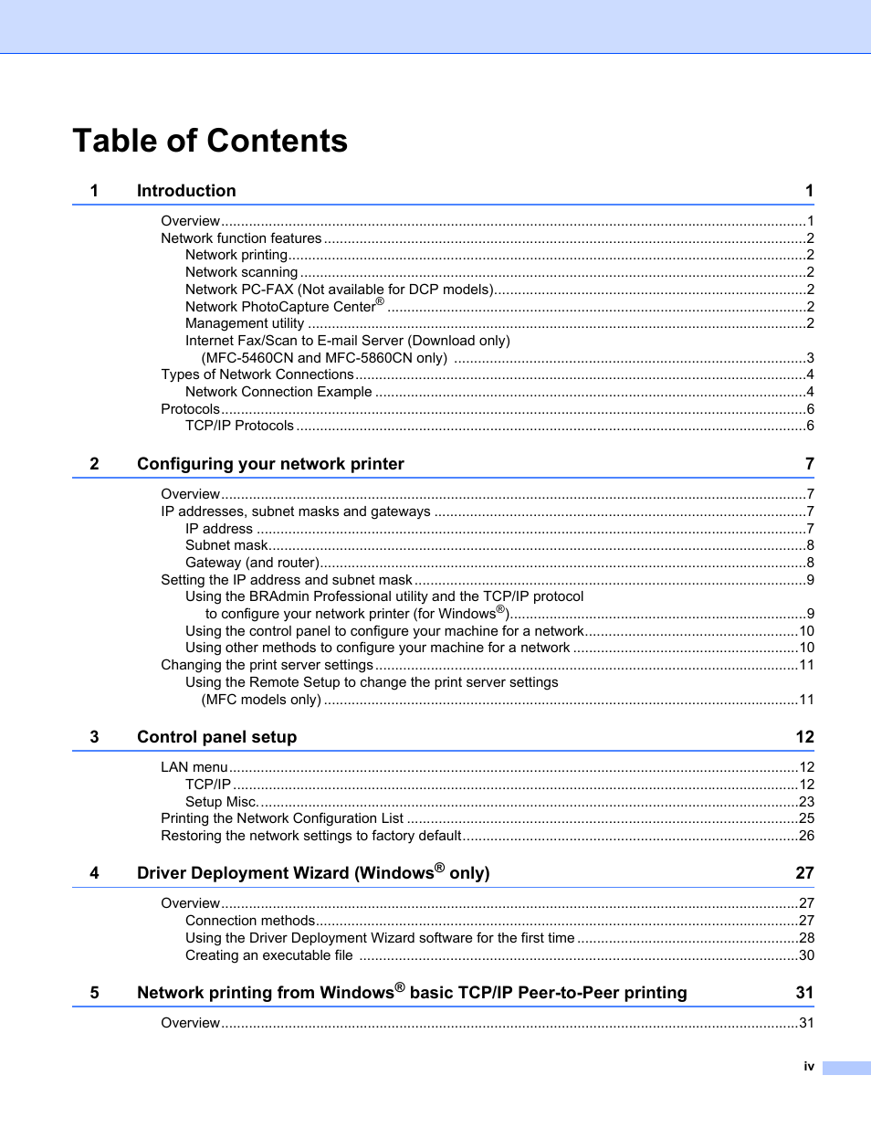 Brother MFC-440CN User Manual | Page 5 / 67