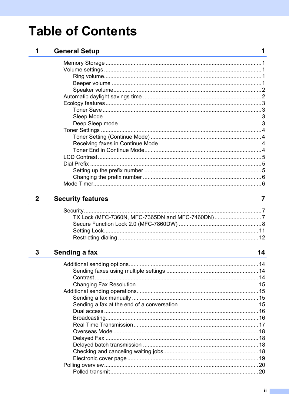 Brother MFC 7460DN User Manual | Page 3 / 76