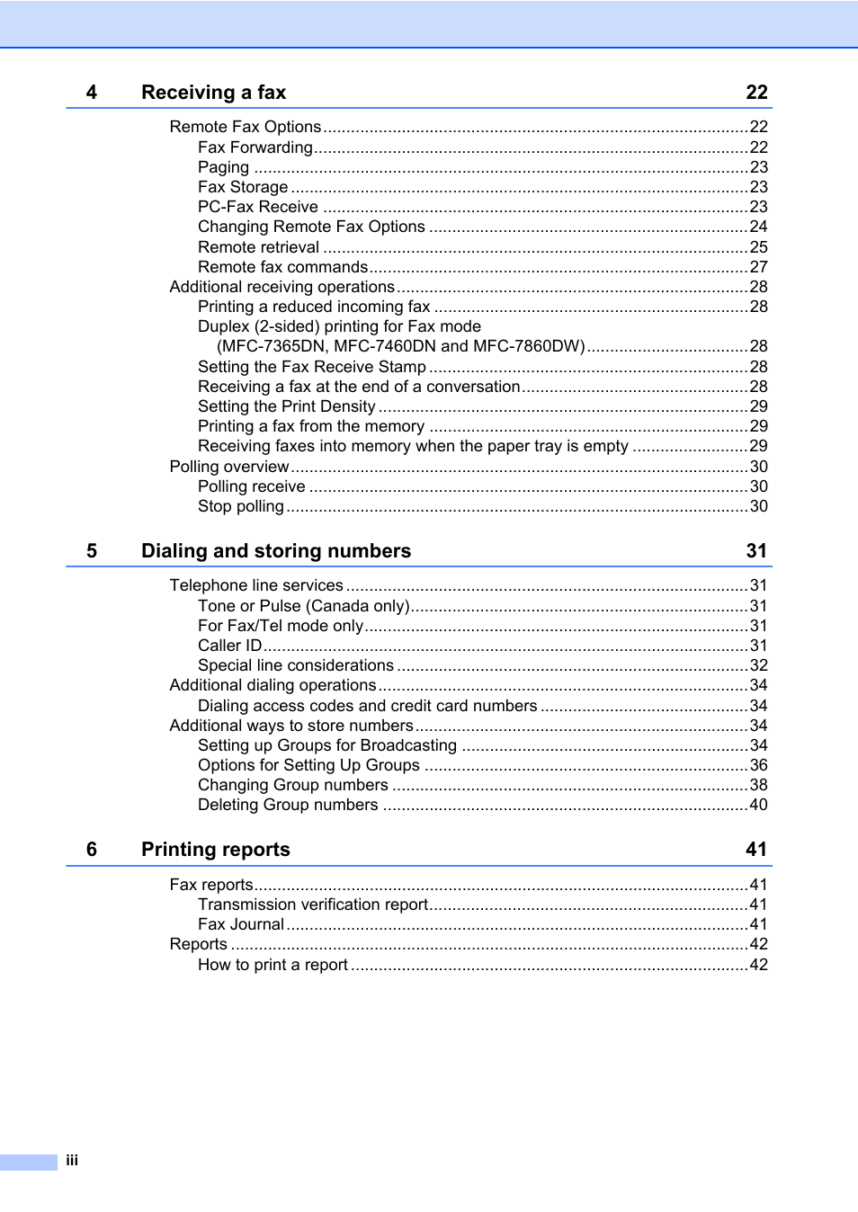 Brother MFC 7460DN User Manual | Page 4 / 76