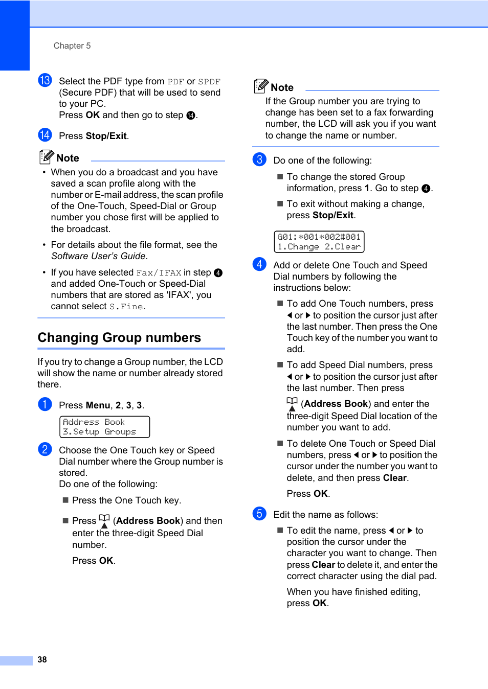 Changing group numbers, To step n, Ep m | Ep n | Brother MFC 7460DN User Manual | Page 44 / 76