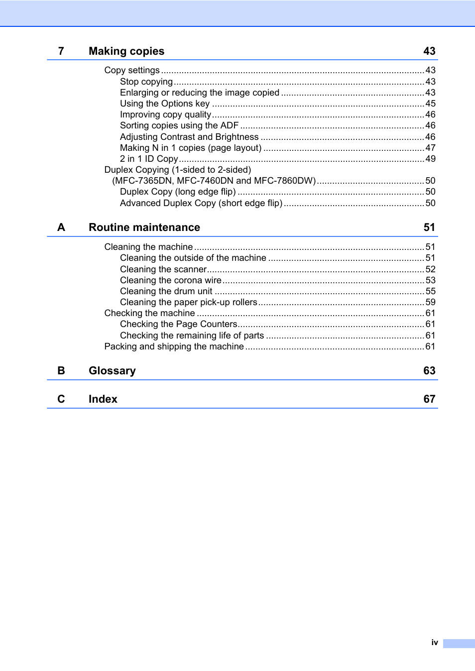 Brother MFC 7460DN User Manual | Page 5 / 76