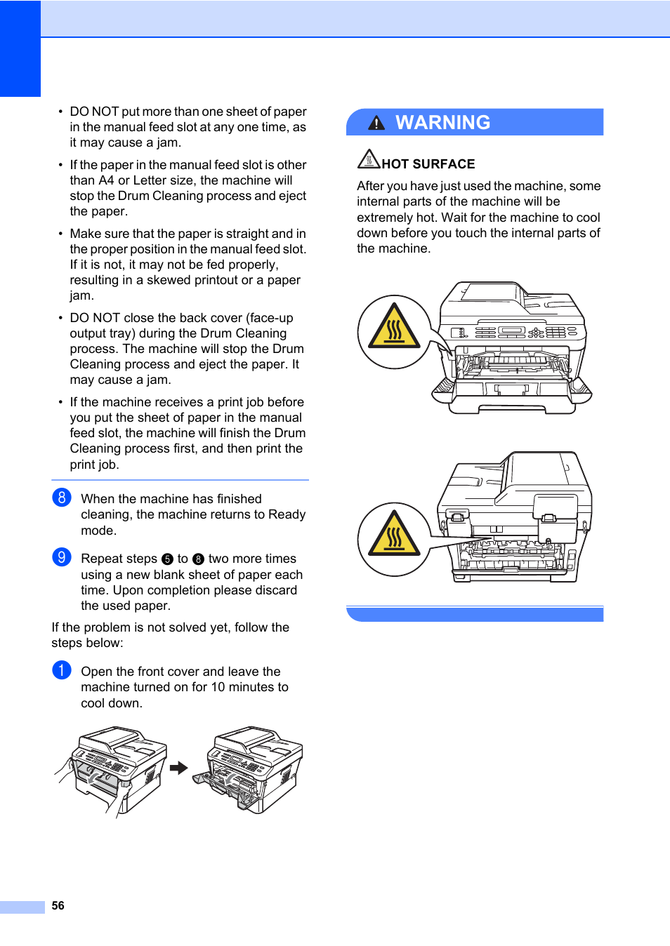 Warning | Brother MFC 7460DN User Manual | Page 62 / 76