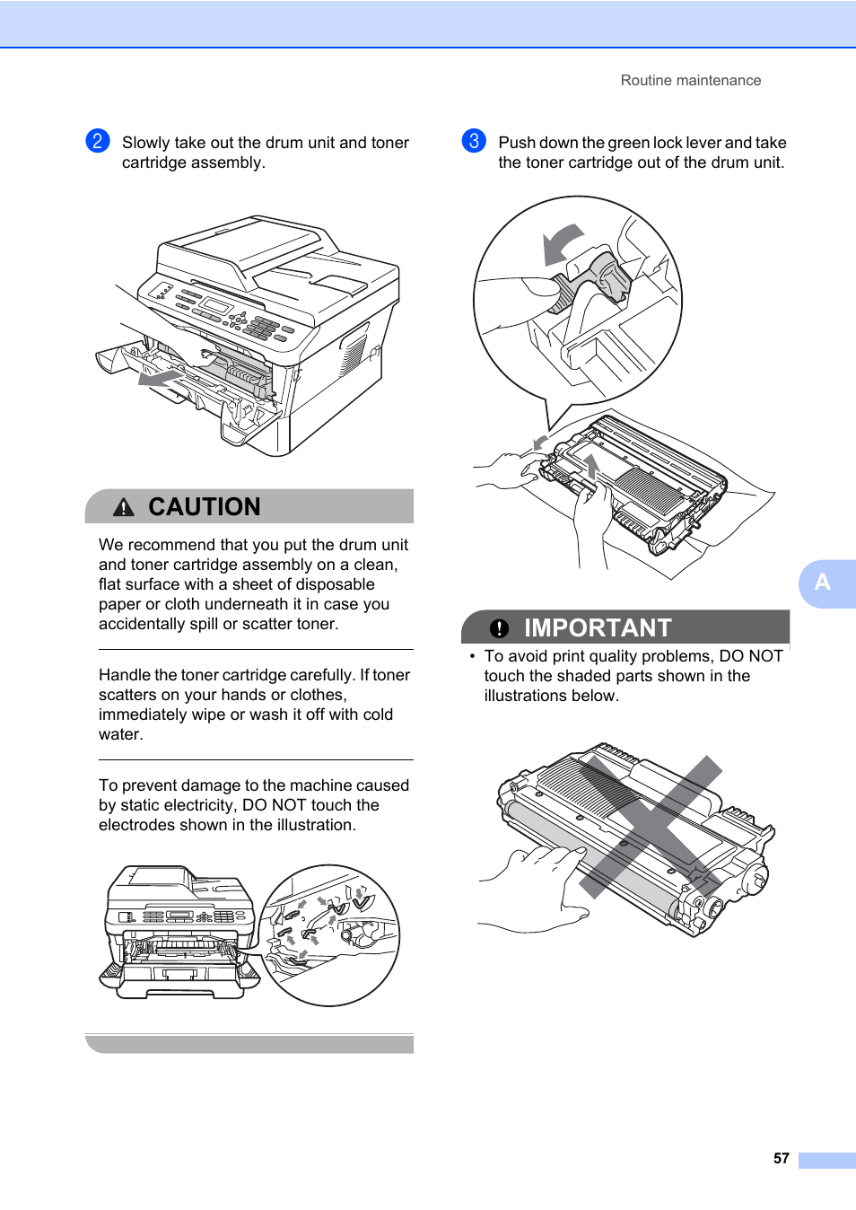 Caution, Important | Brother MFC 7460DN User Manual | Page 63 / 76