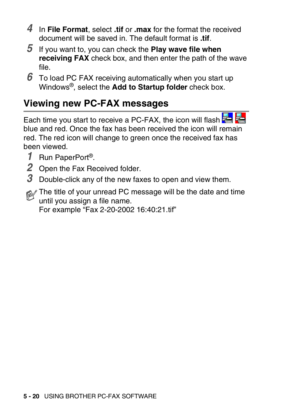 Viewing new pc-fax messages, Viewing new pc-fax messages -20 | Brother MFC-3240C User Manual | Page 110 / 173