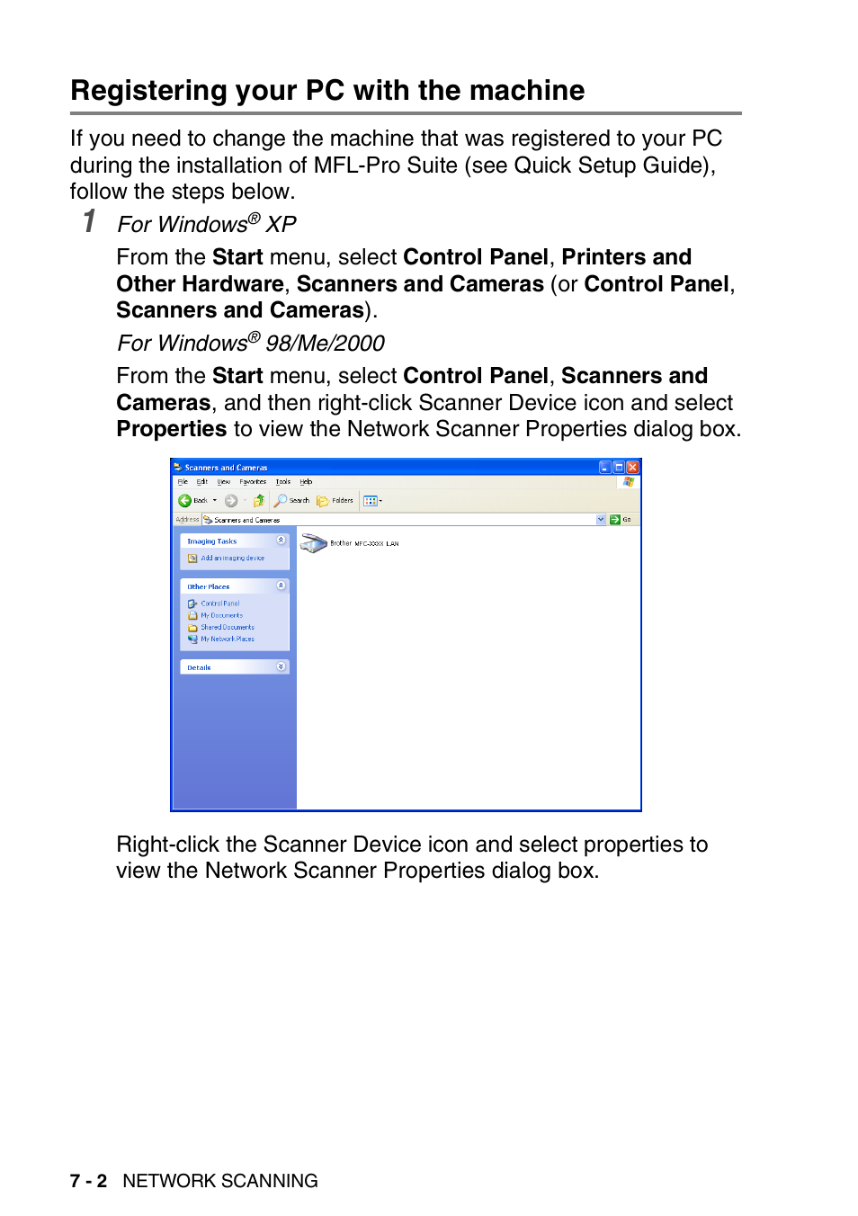 Registering your pc with the machine, Registering your pc with the machine -2 | Brother MFC-3240C User Manual | Page 116 / 173