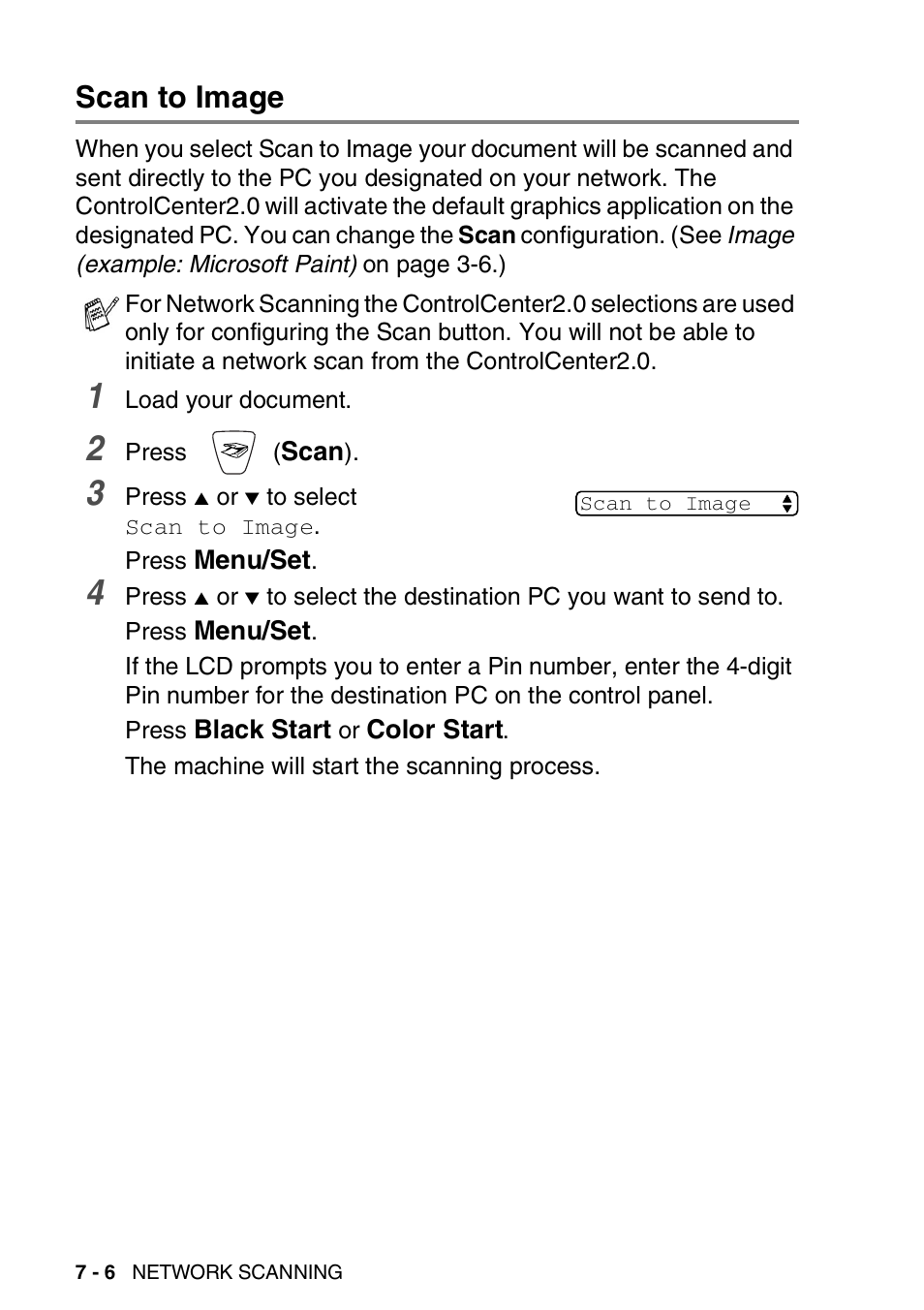 Scan to image, Scan to image -6 | Brother MFC-3240C User Manual | Page 120 / 173