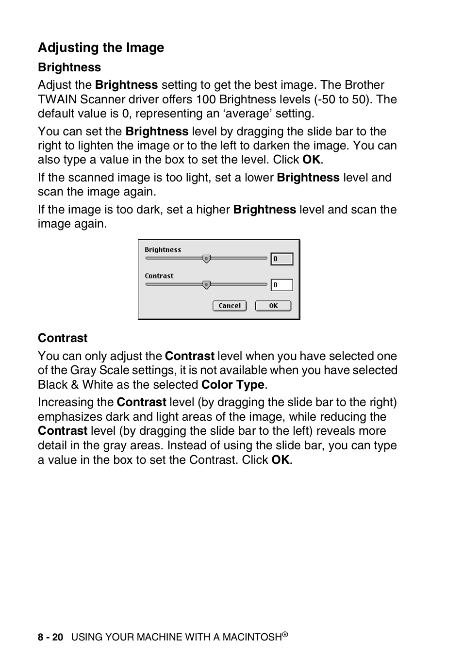 Adjusting the image, Adjusting the image -20 | Brother MFC-3240C User Manual | Page 142 / 173