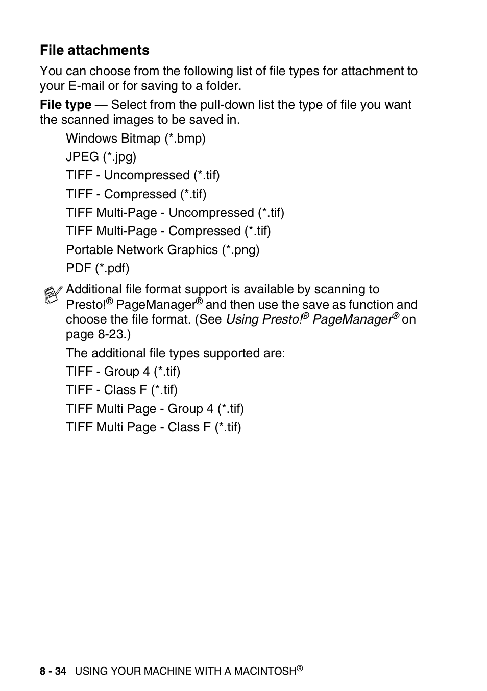 File attachments, File attachments -34 | Brother MFC-3240C User Manual | Page 156 / 173