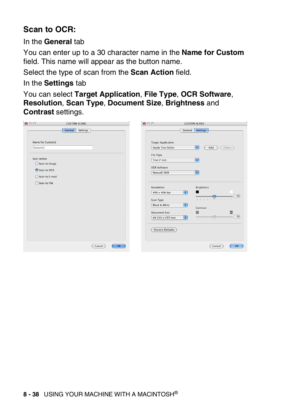 Scan to ocr, Scan to ocr: -38 | Brother MFC-3240C User Manual | Page 160 / 173