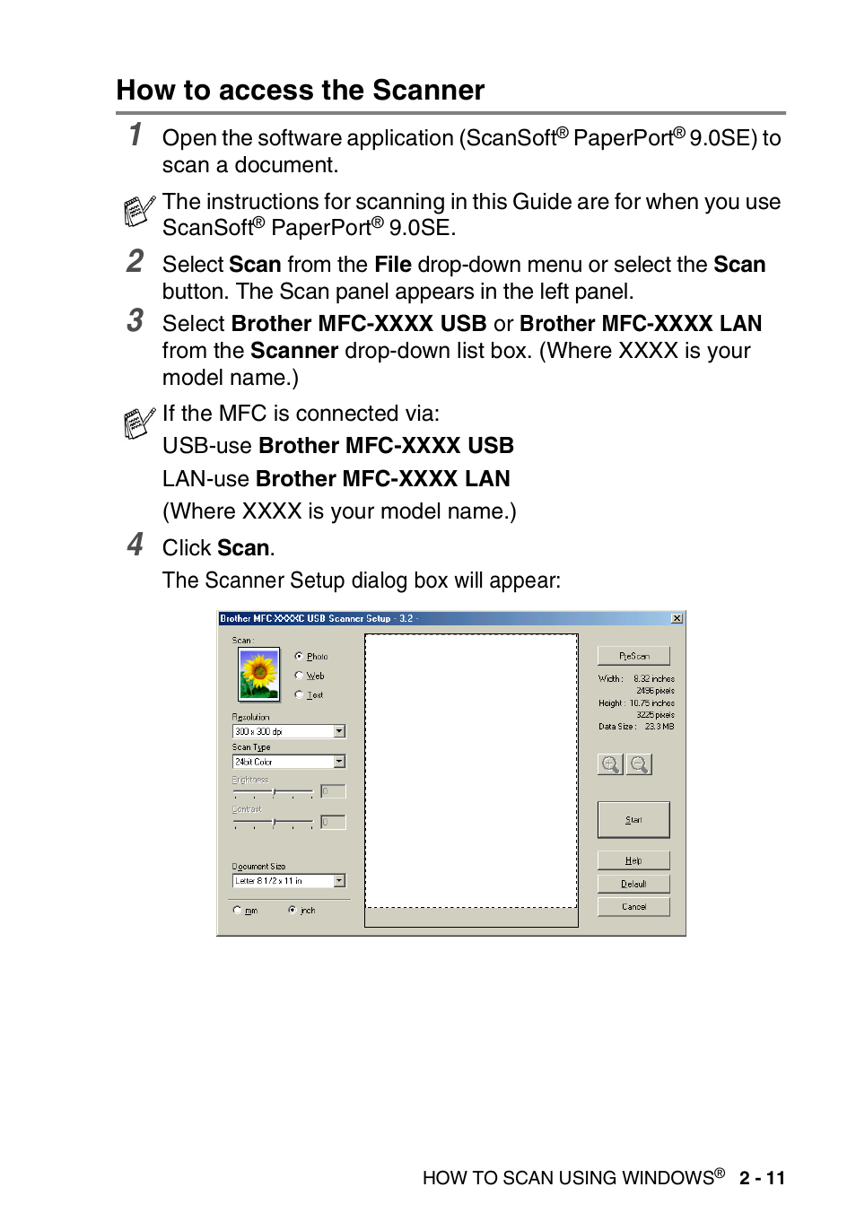 How to access the scanner, How to access the scanner -11 | Brother MFC-3240C User Manual | Page 43 / 173