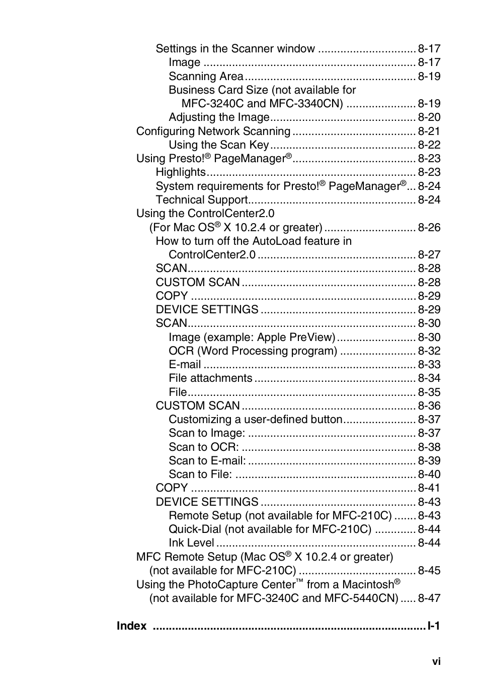 Brother MFC-3240C User Manual | Page 7 / 173
