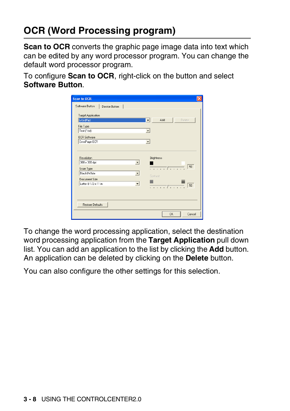 Ocr (word processing program), Ocr (word processing program) -8 | Brother MFC-3240C User Manual | Page 70 / 173