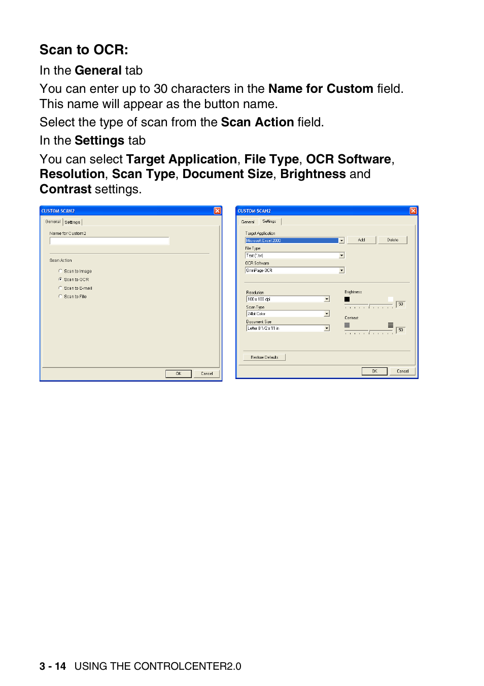 Scan to ocr, Scan to ocr: -14 | Brother MFC-3240C User Manual | Page 76 / 173