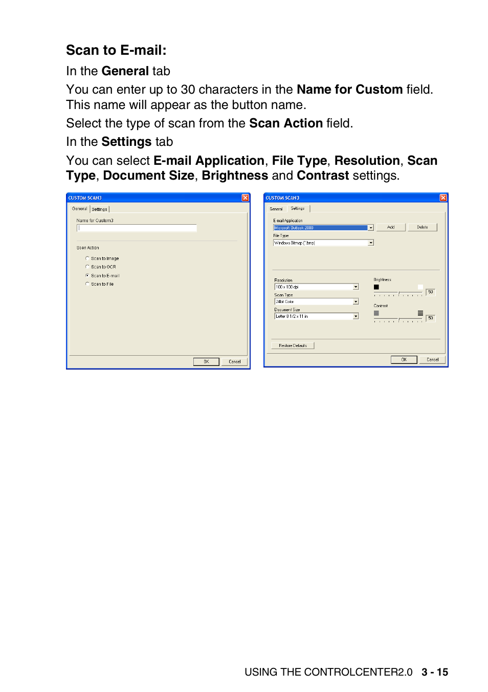 Scan to e-mail, Scan to e-mail: -15 | Brother MFC-3240C User Manual | Page 77 / 173