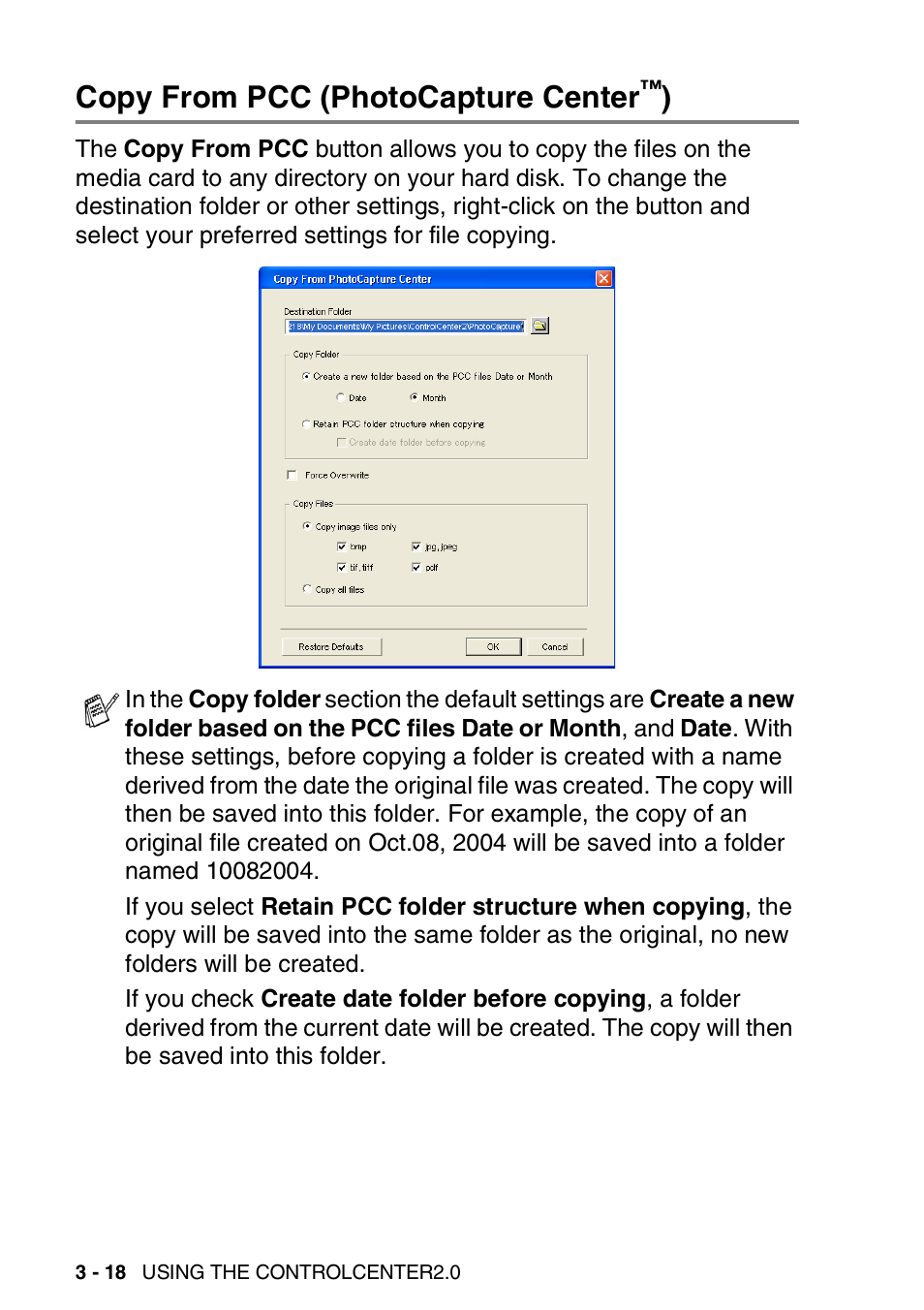 Copy from pcc (photocapture center™), Copy from pcc (photocapture center | Brother MFC-3240C User Manual | Page 80 / 173