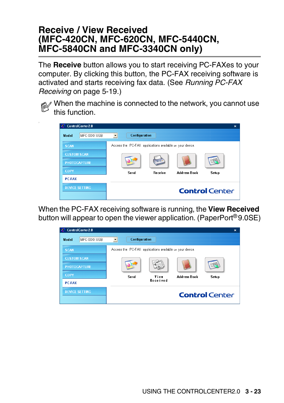 Receive / view received | Brother MFC-3240C User Manual | Page 85 / 173