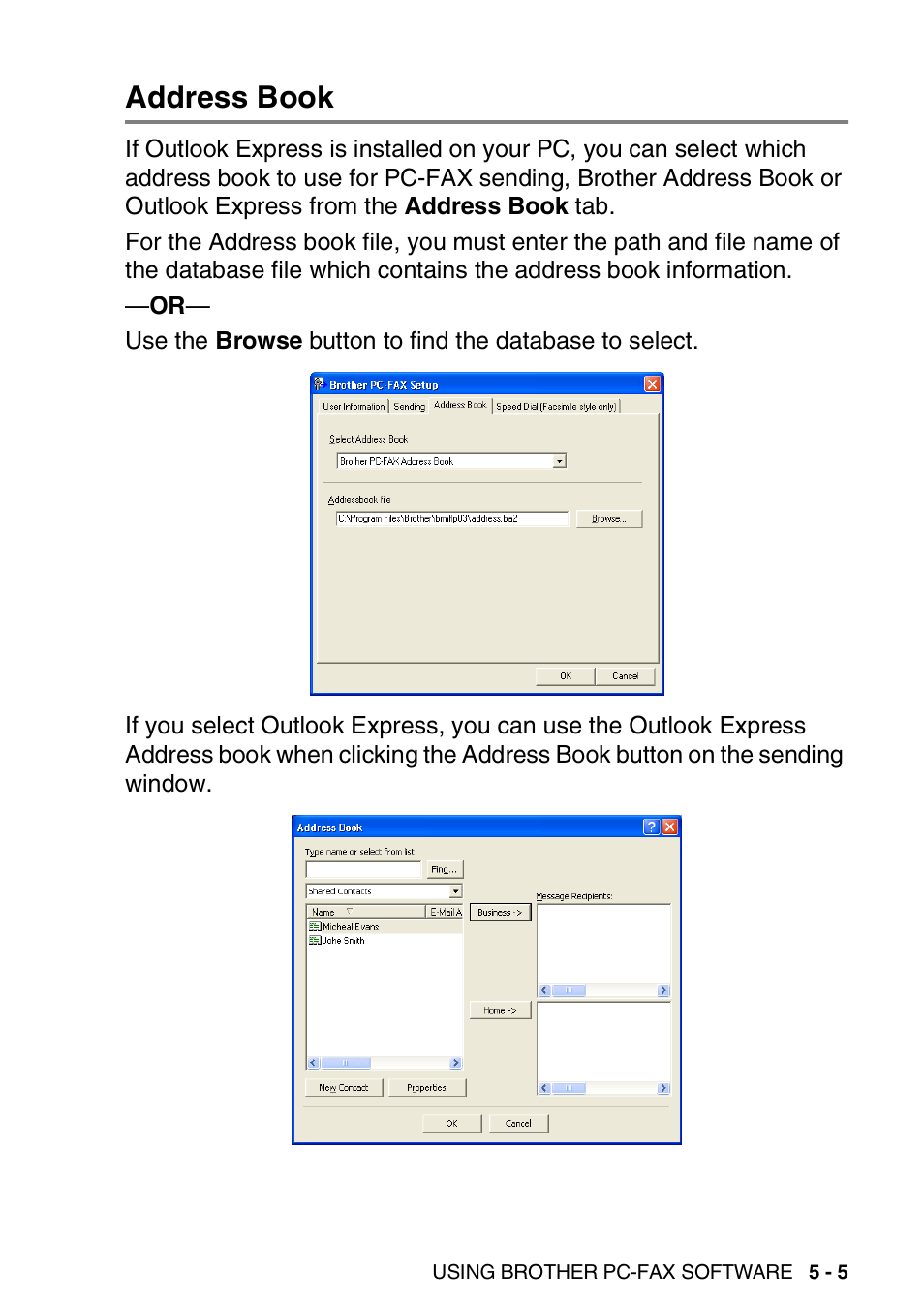 Address book, Address book -5 | Brother MFC-3240C User Manual | Page 95 / 173