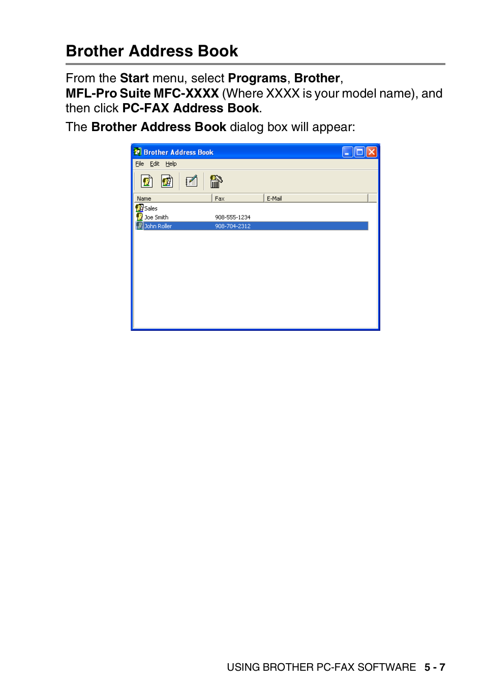 Brother address book, Brother address book -7 | Brother MFC-3240C User Manual | Page 97 / 173