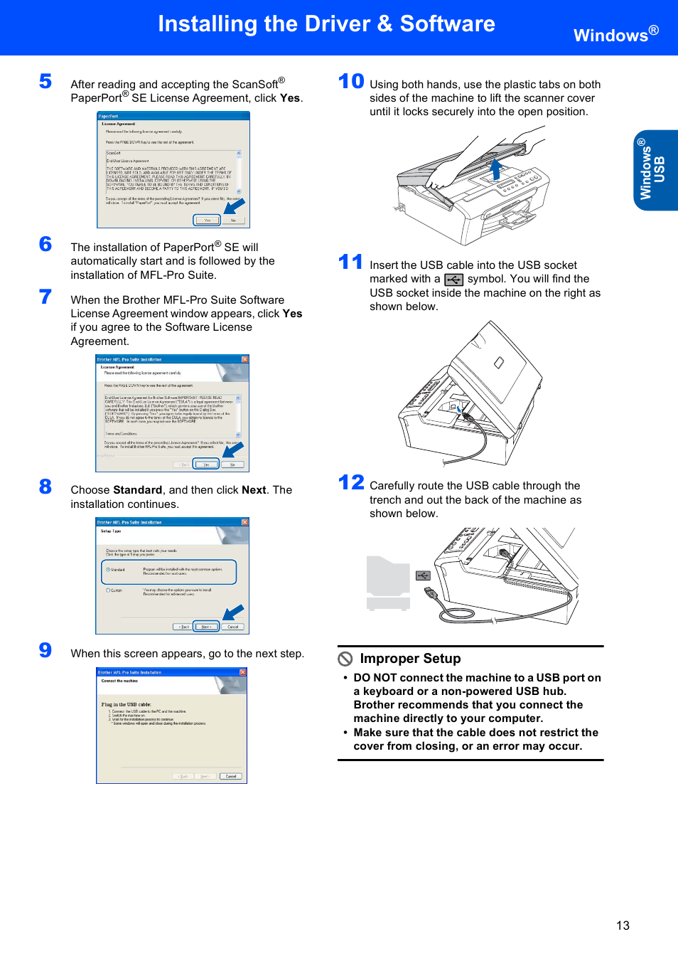 Installing the driver & software, Windows | Brother DCP-130C User Manual | Page 15 / 22