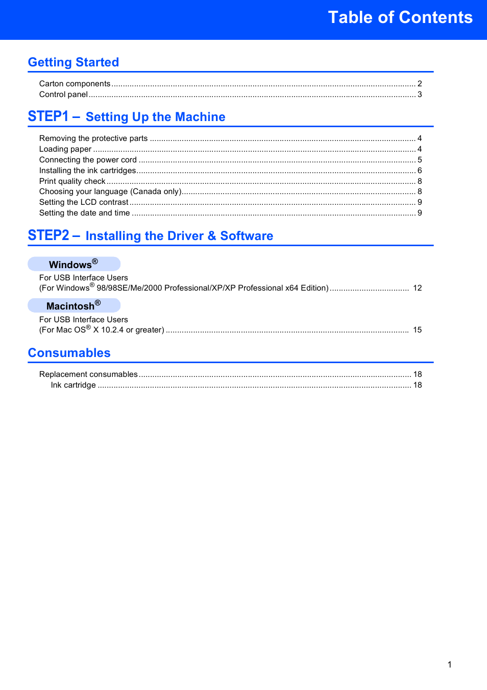 Brother DCP-130C User Manual | Page 3 / 22