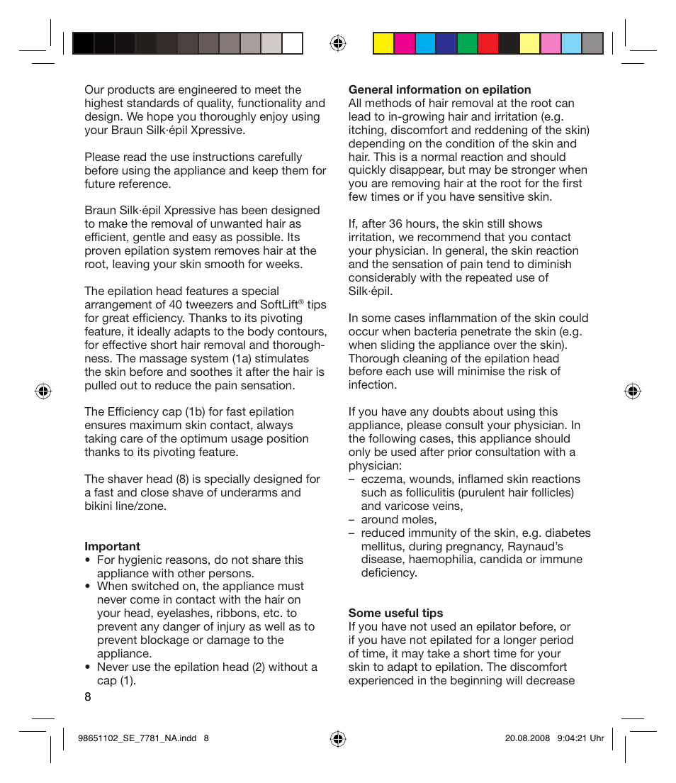 Braun 7281 Silk-épil Xpressive User Manual | Page 8 / 30