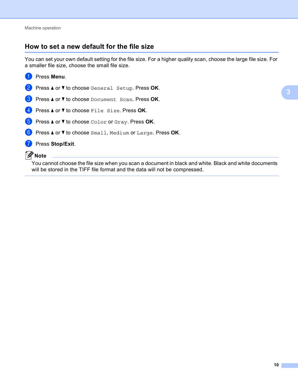 How to set a new default for the file size, 3how to set a new default for the file size | Brother MFC-8810DW User Manual | Page 13 / 29