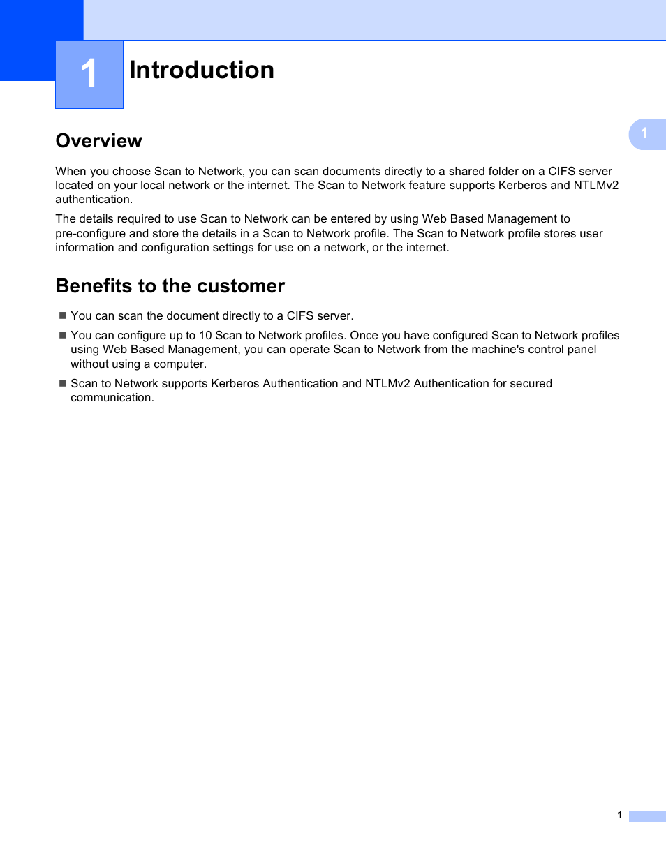 1 introduction, Overview, Benefits to the customer | Introduction, Overview benefits to the customer | Brother MFC-8810DW User Manual | Page 4 / 29