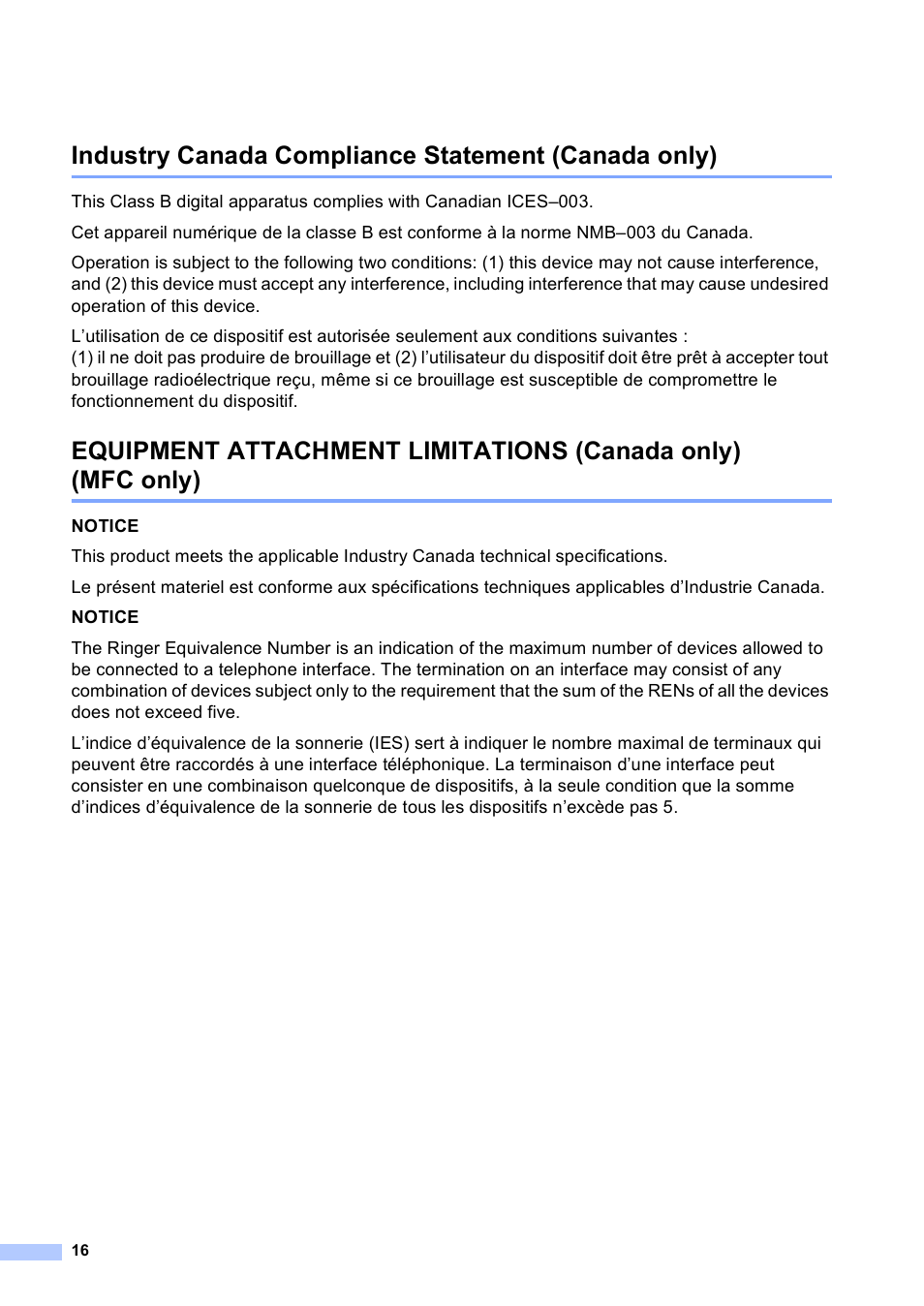 Industry canada compliance statement (canada only) | Brother HL 5450DN User Manual | Page 16 / 22