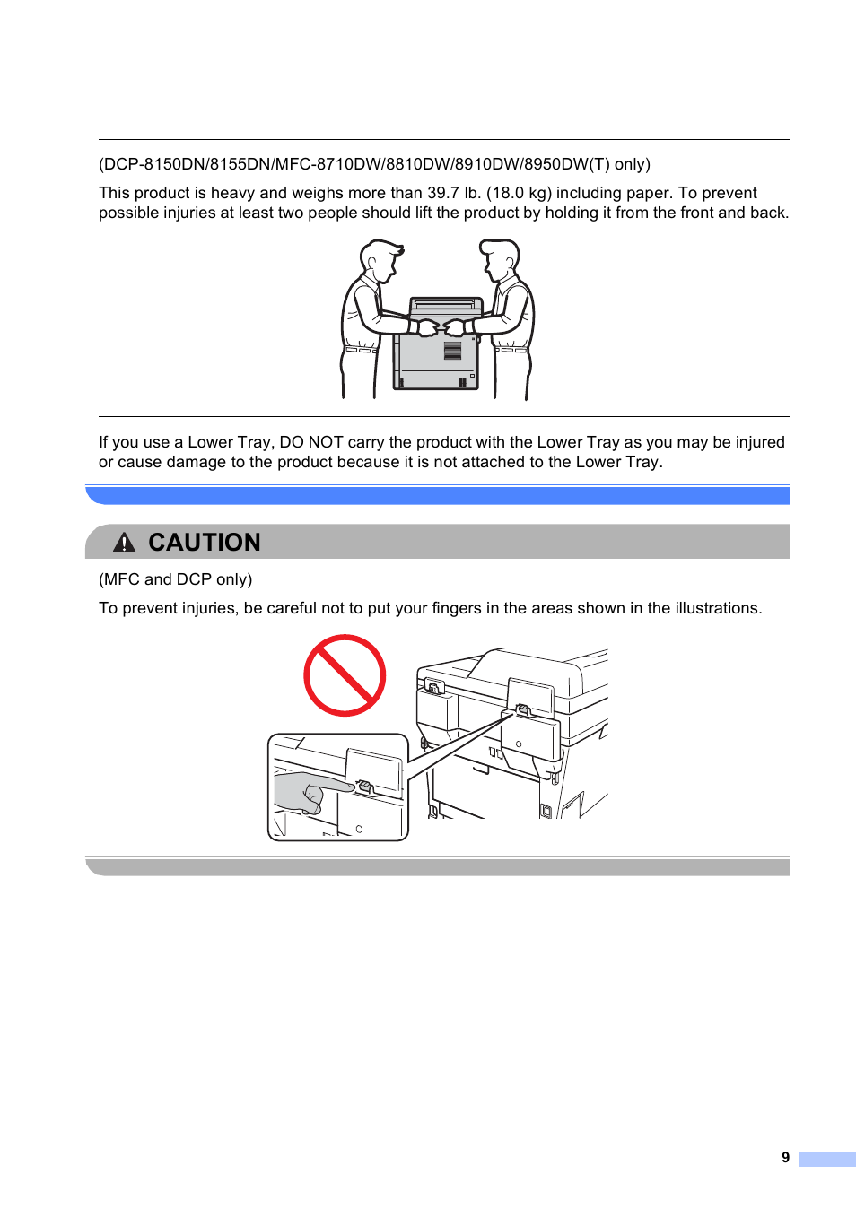 Caution | Brother HL 5450DN User Manual | Page 9 / 22