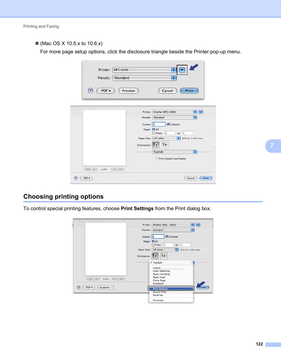 Choosing printing options | Brother MFC-9325CW User Manual | Page 130 / 221