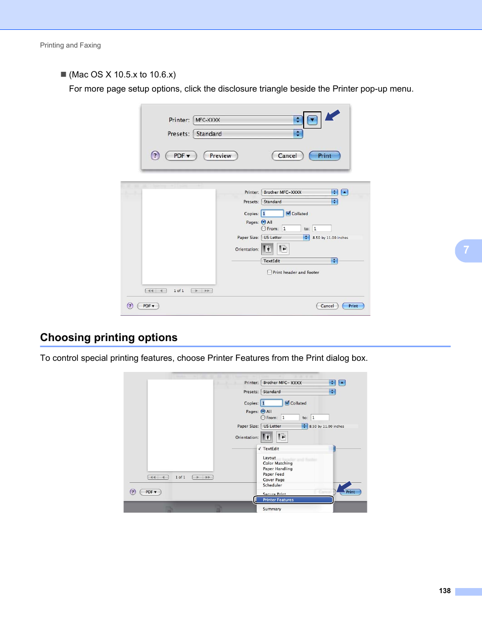 Choosing printing options | Brother MFC-9325CW User Manual | Page 146 / 221