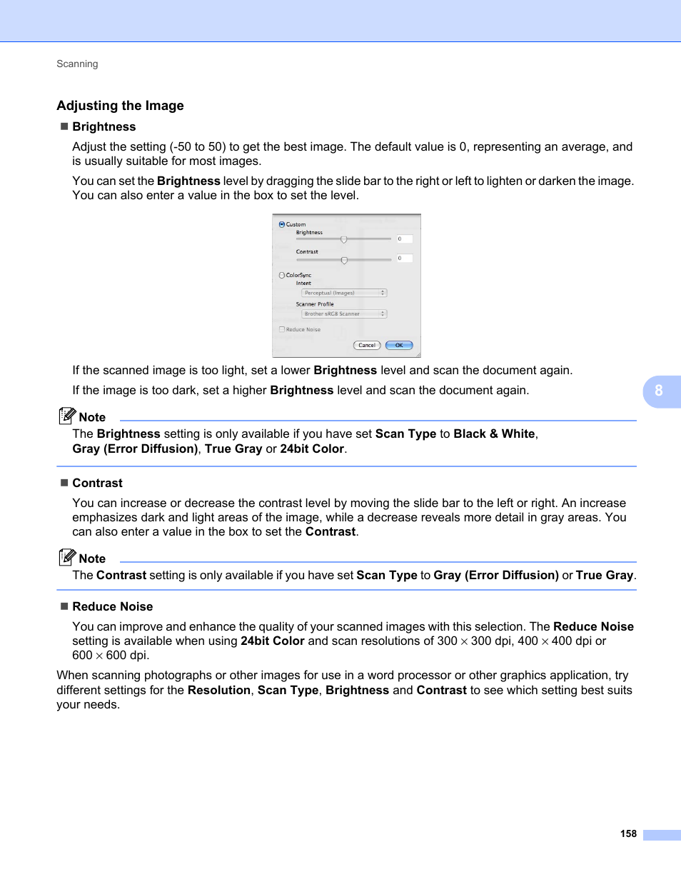 Adjusting the image | Brother MFC-9325CW User Manual | Page 166 / 221