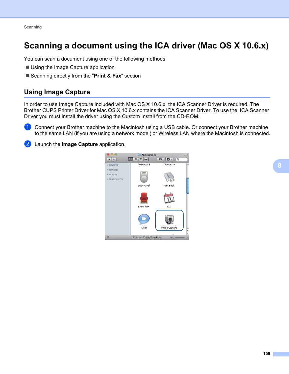 Using image capture | Brother MFC-9325CW User Manual | Page 167 / 221