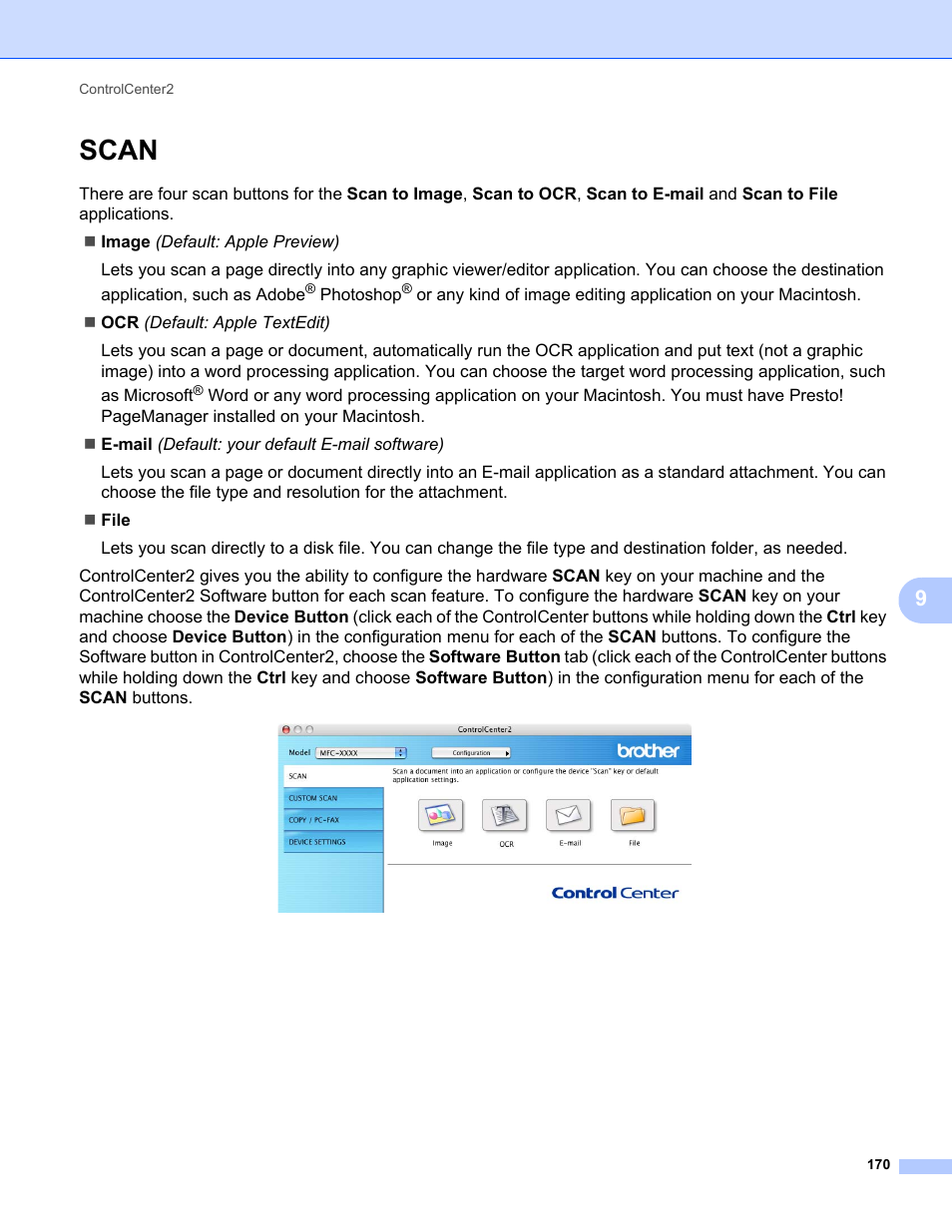 Scan | Brother MFC-9325CW User Manual | Page 178 / 221