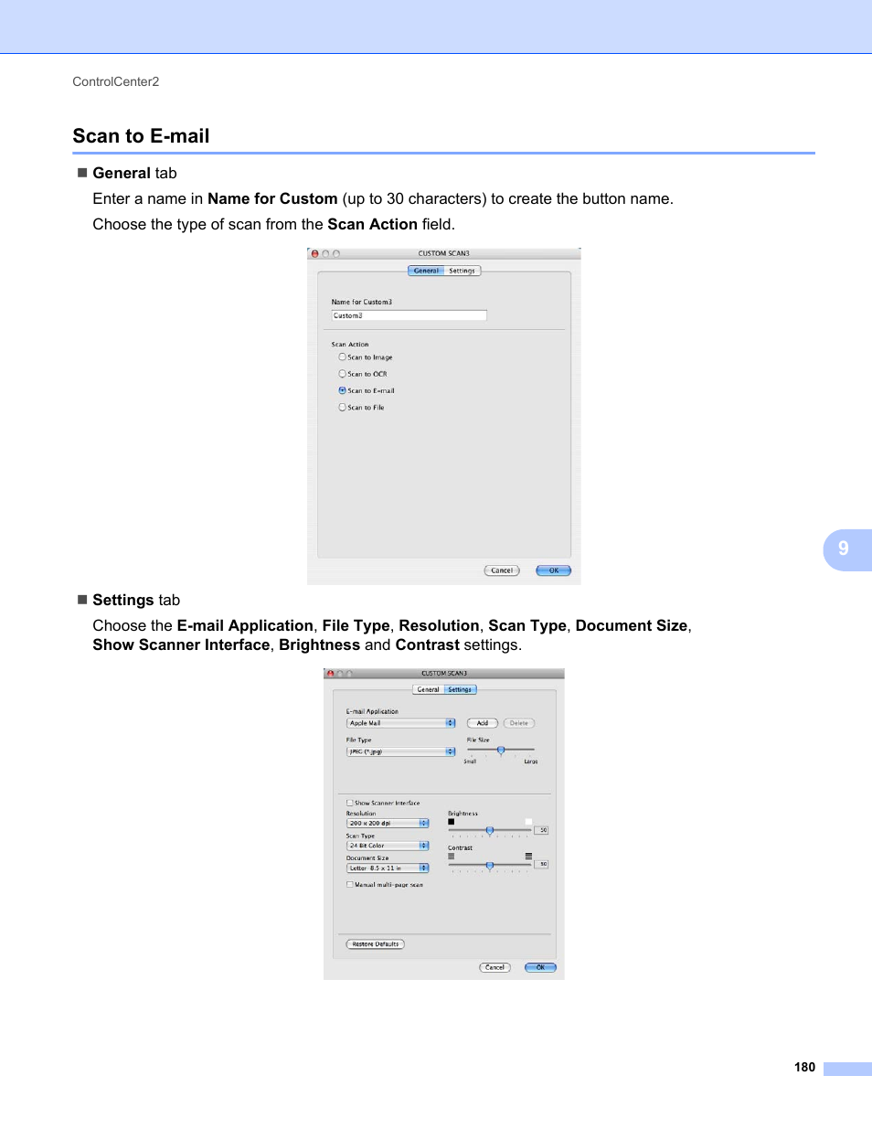 Scan to e-mail, 9scan to e-mail | Brother MFC-9325CW User Manual | Page 188 / 221