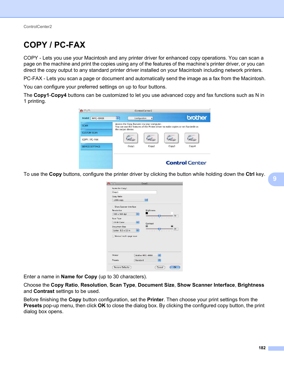 Copy / pc-fax | Brother MFC-9325CW User Manual | Page 190 / 221