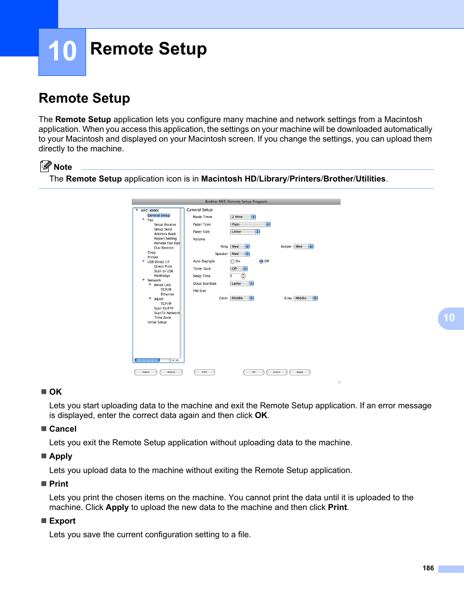 10 remote setup, Remote setup | Brother MFC-9325CW User Manual | Page 194 / 221