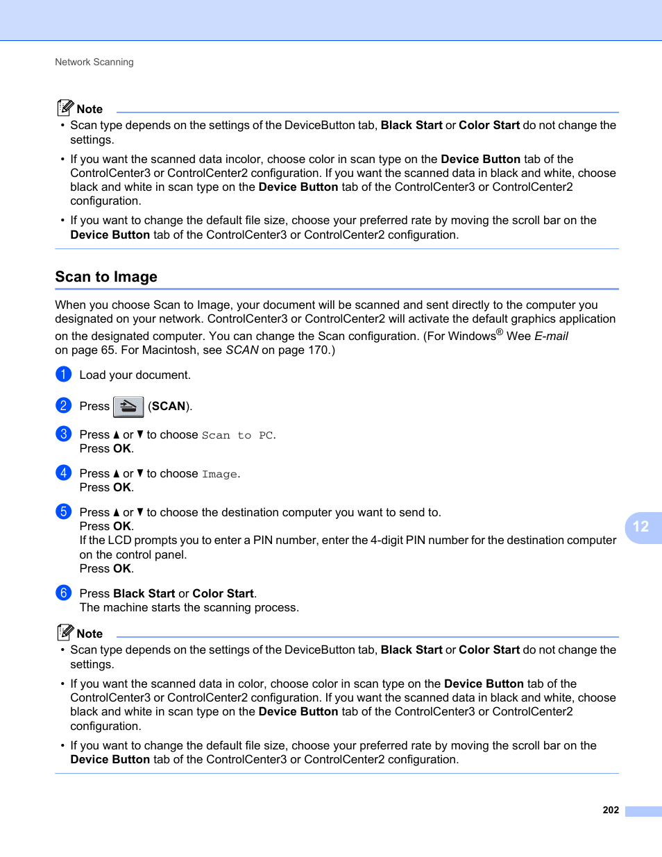 Scan to image | Brother MFC-9325CW User Manual | Page 210 / 221