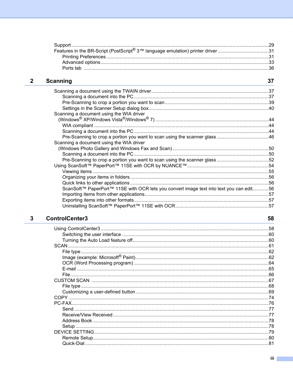 Brother MFC-9325CW User Manual | Page 4 / 221