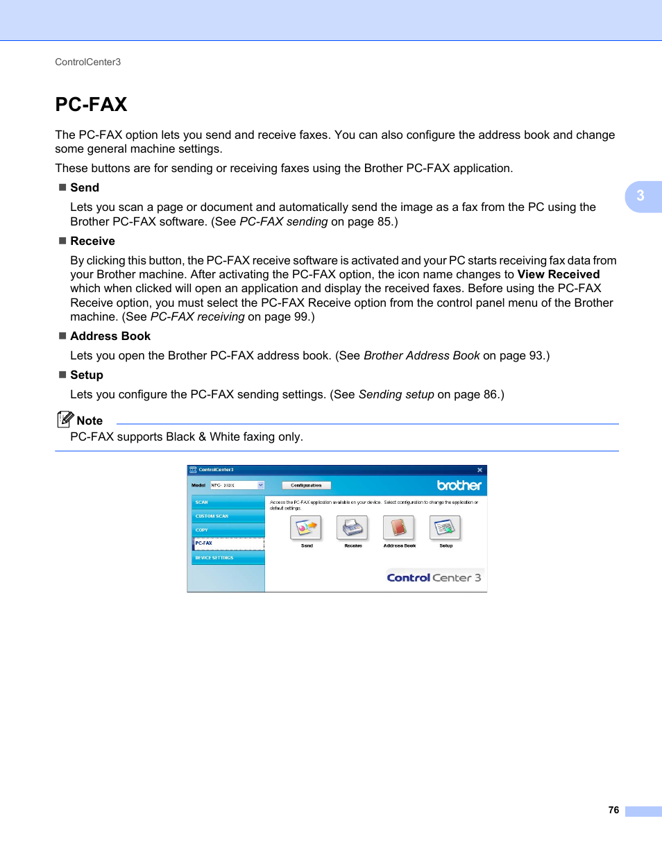 Pc-fax | Brother MFC-9325CW User Manual | Page 84 / 221