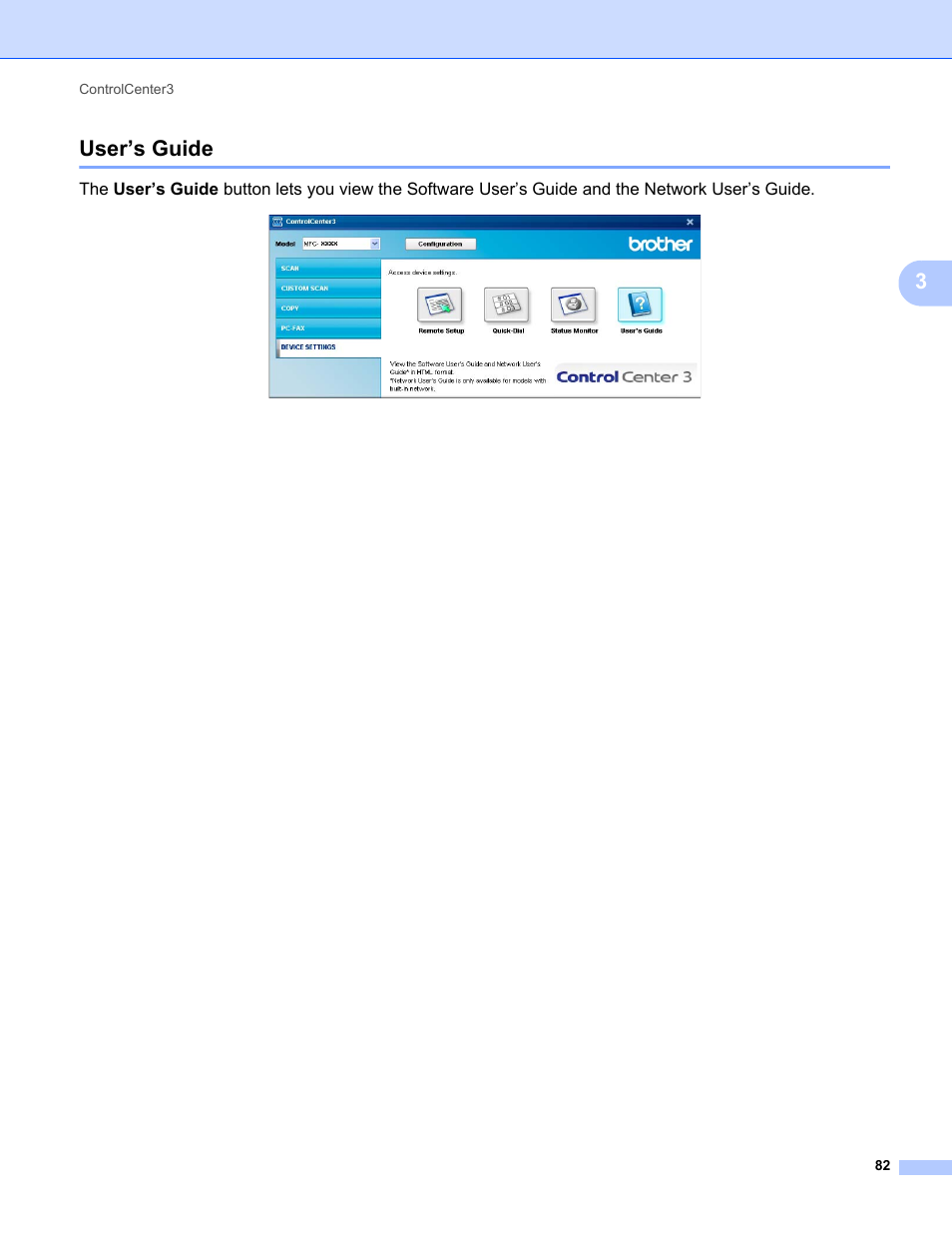 User’s guide, 3user’s guide | Brother MFC-9325CW User Manual | Page 90 / 221