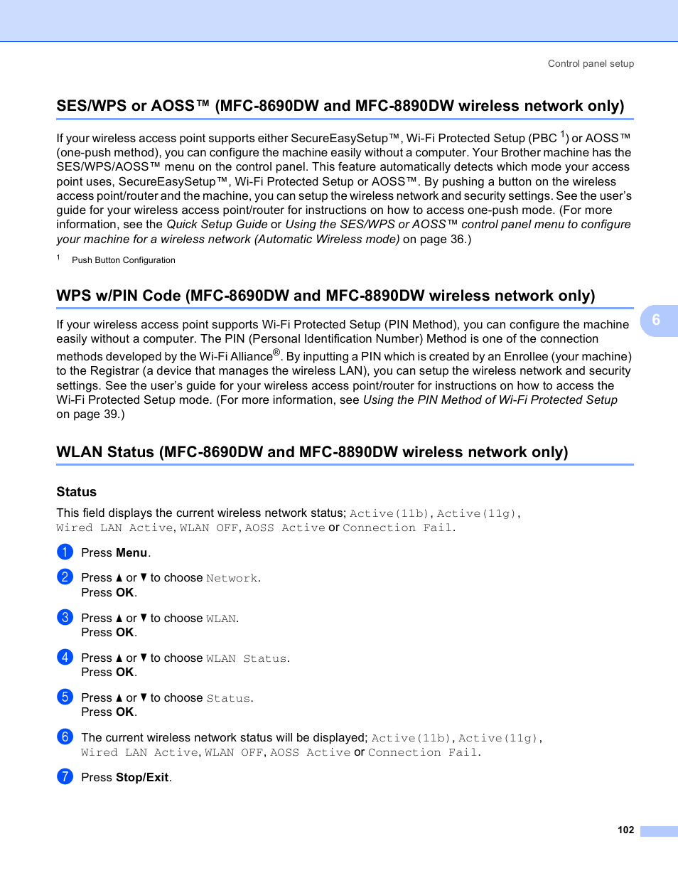 Status | Brother MFC 8480DN User Manual | Page 113 / 249