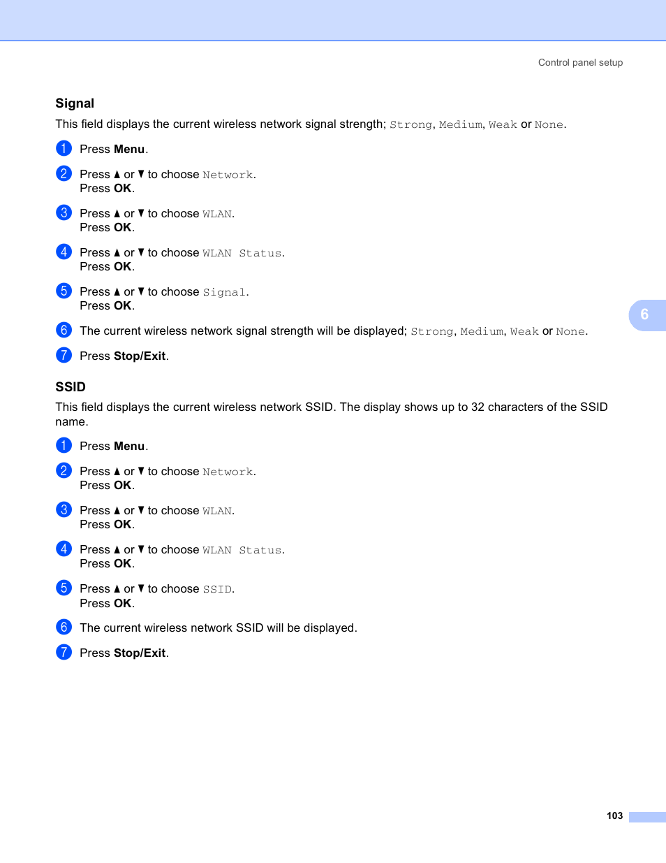 Signal, Ssid | Brother MFC 8480DN User Manual | Page 114 / 249