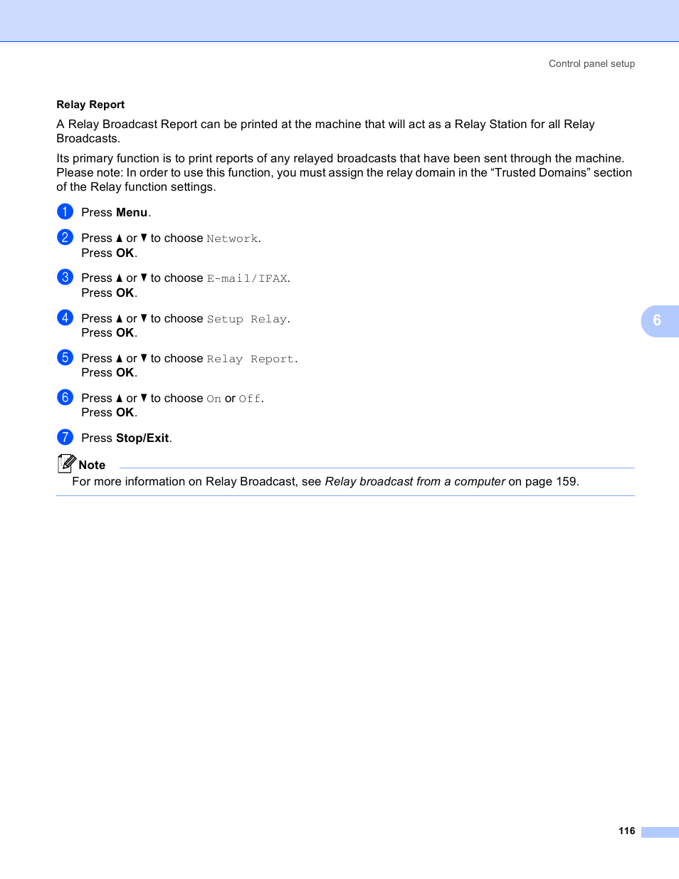 Relay report | Brother MFC 8480DN User Manual | Page 127 / 249