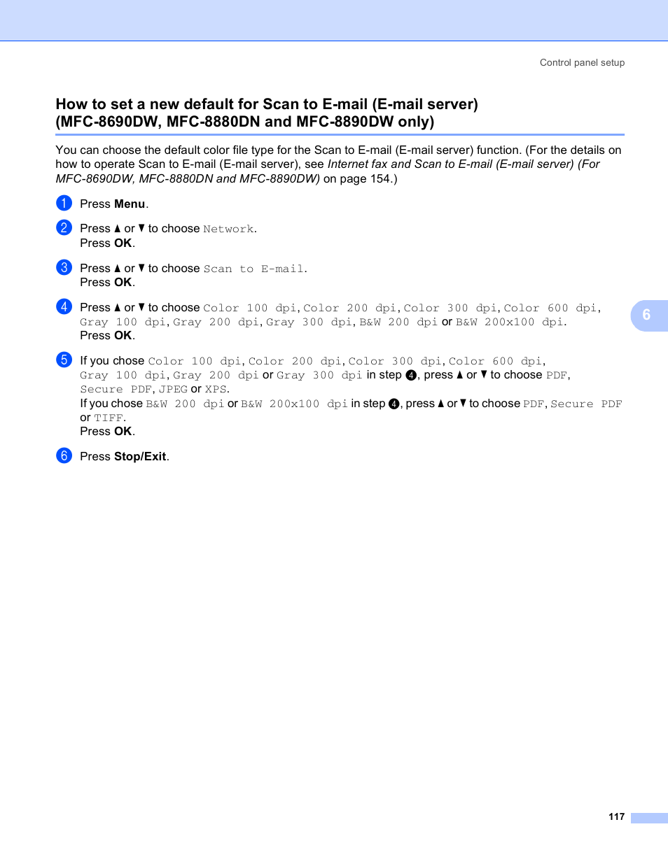 Mfc-8690dw, mfc-8880dn and mfc-8890dw only) | Brother MFC 8480DN User Manual | Page 128 / 249