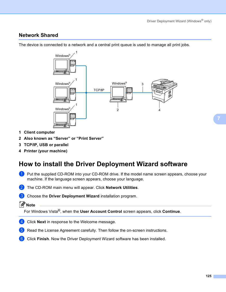 Network shared, 7network shared | Brother MFC 8480DN User Manual | Page 136 / 249