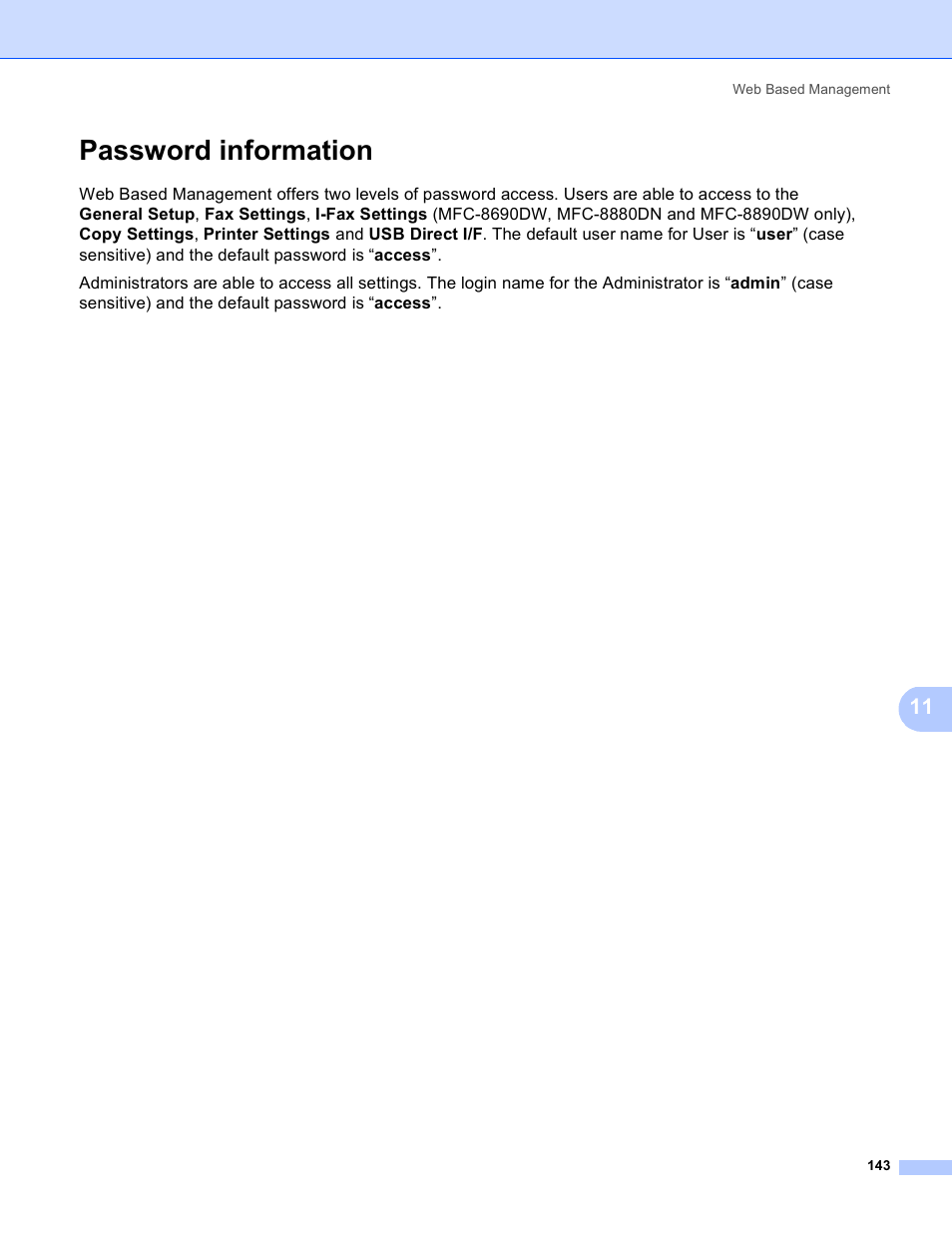 Password information | Brother MFC 8480DN User Manual | Page 154 / 249